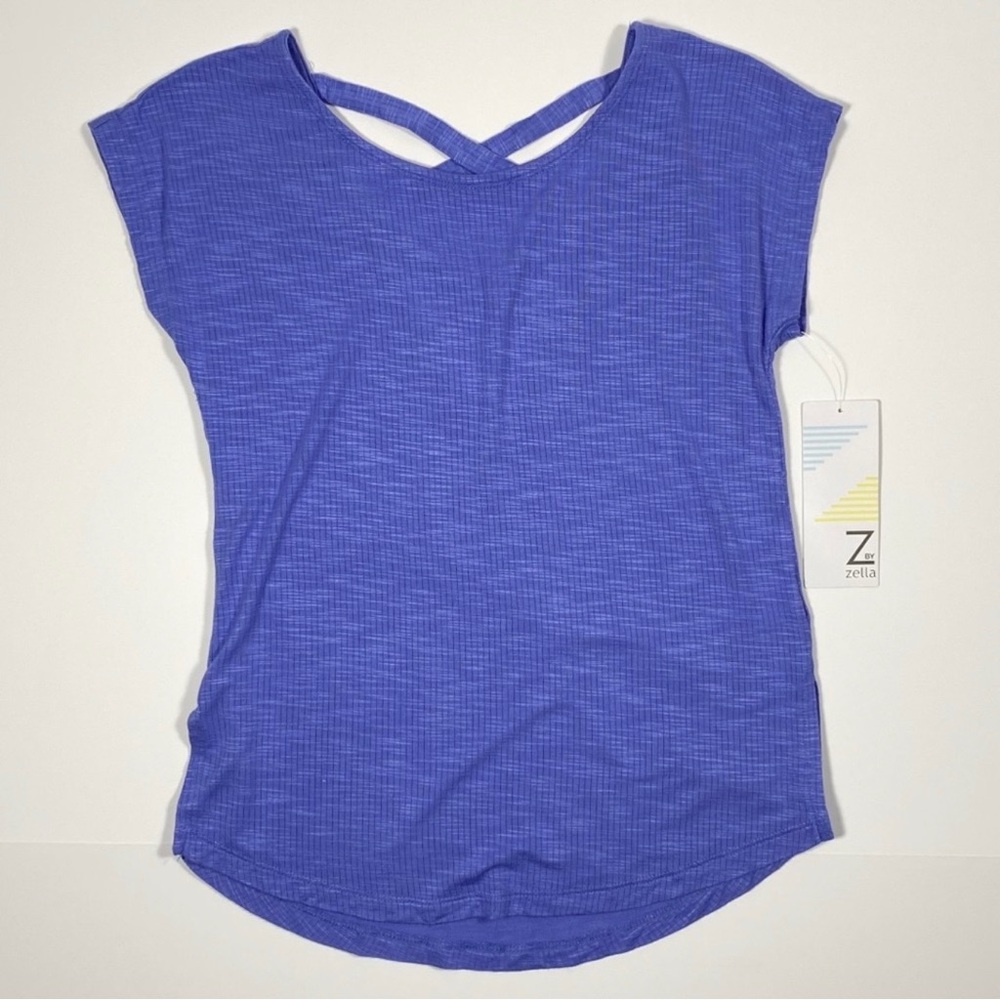 Z by Zella Girls Sporty Athletic Top Sz M Purple Cris Cross Back Straps New